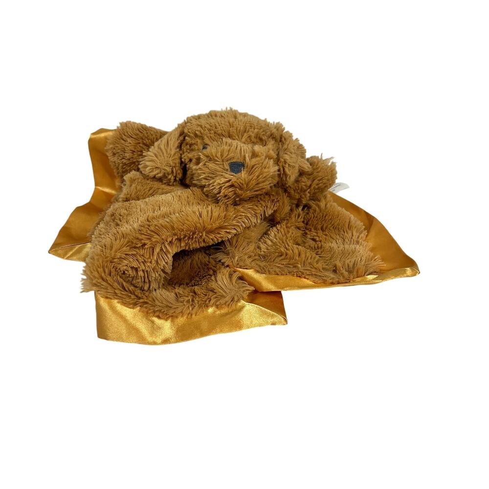 CLOUD ISLAND Puppy Lovey Security Blanket Soft Brown Plush Satin Trim Toy